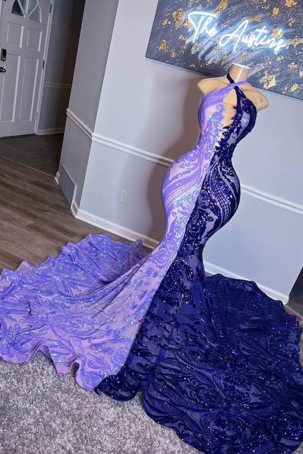 Elegant Sleeveless Halter Evening Dress with Appliques BM bride
