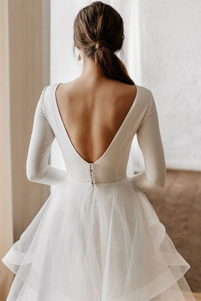 Long Sleeve Tulle Wedding Dress BM bride
