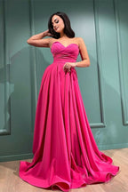 Fuchsia Sweetheart Long Evening Dress with Split BM bride