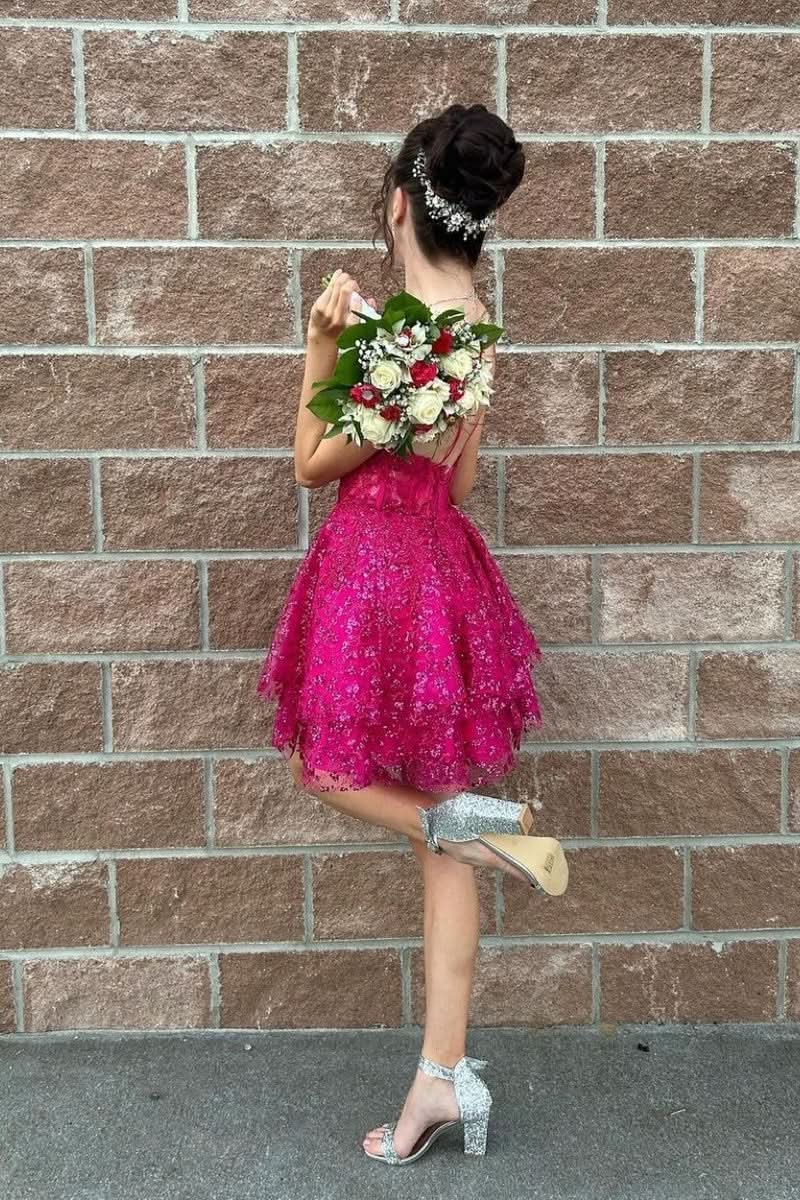 Lovely Ivory A-Line V Neck Tulle Homecoming Dresses BM bride