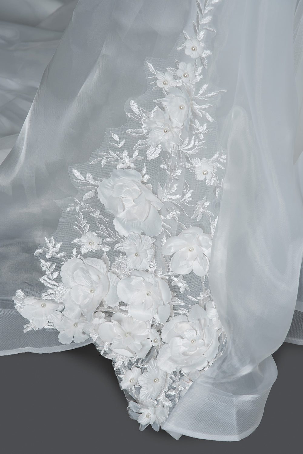 Cap Sleeve Jewel Neck Ball Gown Wedding Dress with Floral Appliques BM bride