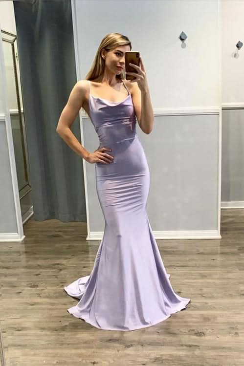 Light Purple Spaghetti-Straps Mermaid Prom Dress BM bride
