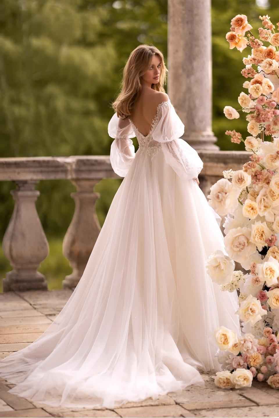 Off the Shoulder Long Sleeves Long Prom Dress With Appliques