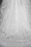 Sequined Short Sleeve Appliqued Ball Gown Wedding Dress with Tulle Ruffles BM bride