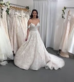 Long A-line Spaghetti-Straps Backless Wedding Dress With Tulle Lace BM bride