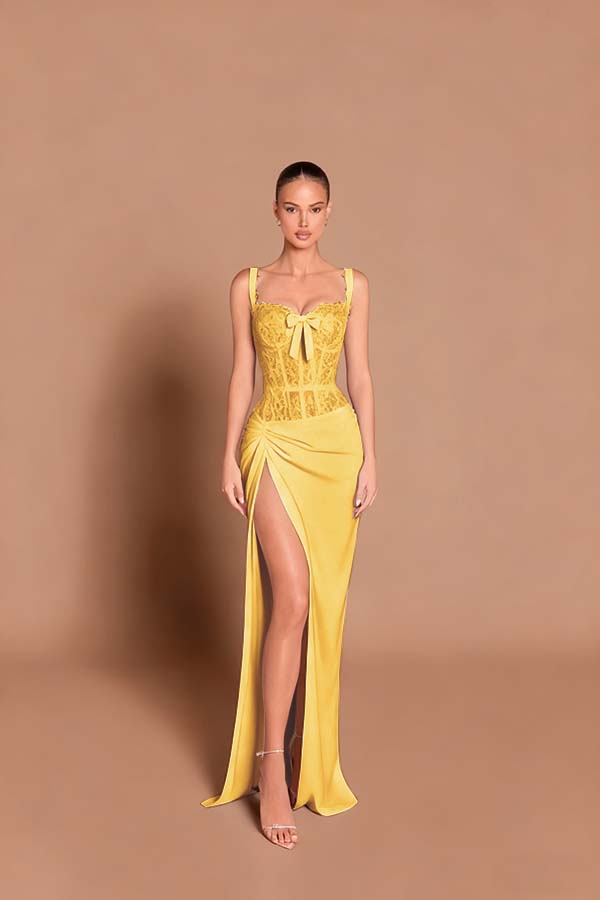 Spaghetti Strap Sleeveless Long Mermaid Prom Dress With Split BMBRIDE