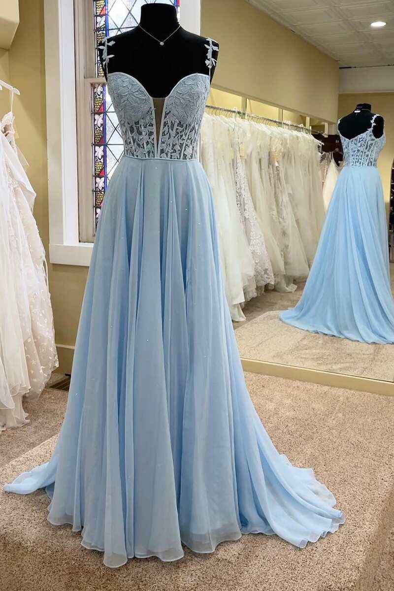 Glamorous Sweetheart Sleeveless Spaghetti Strap Long Prom Dress A Line Tulle