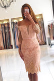 BMbride Elegant 3/4 Sleeves Lace Slim Short Party Dress BMbride