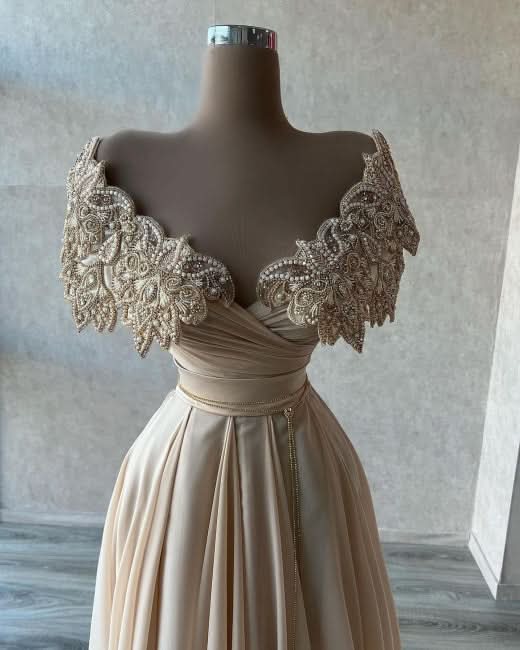 BMbride Elegant A-line Long Glitter Beading Sweetheart Prom Dresses BMbride