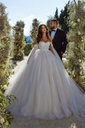 BMbride Elegant A-line Off-the-shoulder Tulle Lace Appliques Wedding Dress BMbride