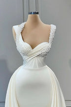 BMbride Elegant A-line Sweetheart Sleeveless Beading Wedding Dresses BMbride