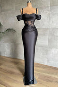 BMbride Elegant Black Off-the-shoulder Mermaid Prom Dress With Lace BMbride