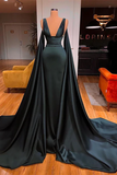 Elegant Dark Green V-neck Sexy Sleeveless A-line Prom Dress for a Bold Look BM bride