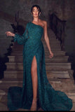 BMbride Elegant evening dresses dark green | Evening wear long lace BMbride
