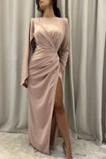 BMbride Elegant Floor-Length Long Sleeves Prom Dress with Slit BMbride
