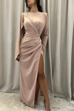 BMbride Elegant Floor-Length Long Sleeves Prom Dress with Slit BMbride