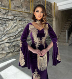 BMbride Elegant Floor Length Sweetheart Long Sleeves Mermaid Prom Dress with Split BMbride