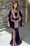 BMbride Elegant Floor Length Sweetheart Long Sleeves Mermaid Prom Dress with Split BMbride