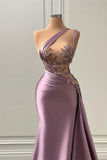BMbride Elegant Long A-line One Shoulder Sleeveless Prom Dress With Appliques BMbride