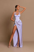 BMbride Elegant Long Lilac Spaghetti Straps Mermaid Sleeveless Prom Dress BMbride