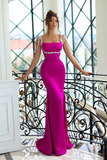 BMbride Elegant Long Mermaid Straps Sequined Sleeveless Prom Dress BMbride