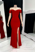 Elegant Long Mermaid Sweetheart Off-The-Shoulder Split Front Prom Dress for a Seductive Look BM bride