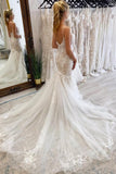 BMbride Elegant Long Mermaid V-neck Sleeveless Wedding Dresses With Lace BMbride
