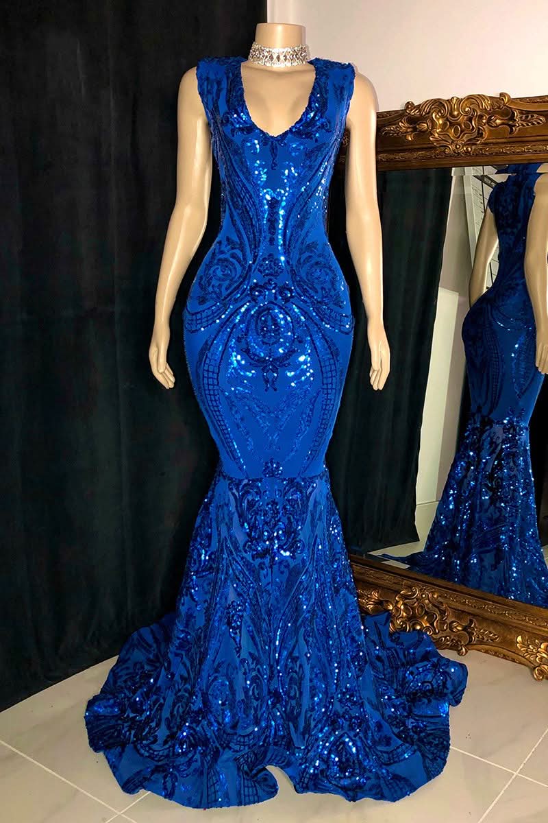 BMbride Elegant Long Red Mermaid Sleeveless Prom Dress With Lace BMbride