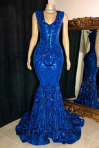 BMbride Elegant Long Red Mermaid Sleeveless Prom Dress With Lace BMbride