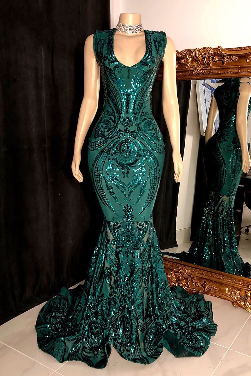 BMbride Elegant Long Red Mermaid Sleeveless Prom Dress With Lace BMbride