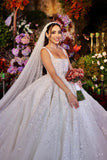 BMbride Elegant Long White A-line Appliques Lace Straps Weeding Dress BMbride