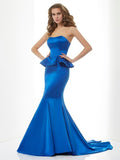 Elegant Mermaid Sweetheart Sleeveless Long Satin Bridesmaid Gowns BM bride