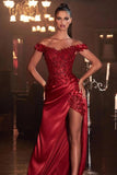 BMbride Elegant Off-the-Shoulder Appliques Prom Dress With Slit BMbride