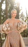 BMbride Elegant Off-the-shoulder Long Sleeve Prom Dress Mermaid Evening Gowns BMbride