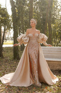 BMbride Elegant Off-the-shoulder Long Sleeve Prom Dress Mermaid Evening Gowns BMbride