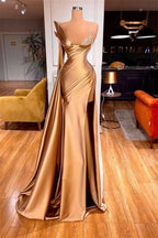 BMbride Elegant One Shoulder Sequined Long Sleeve Prom Dress With Slit BMbride