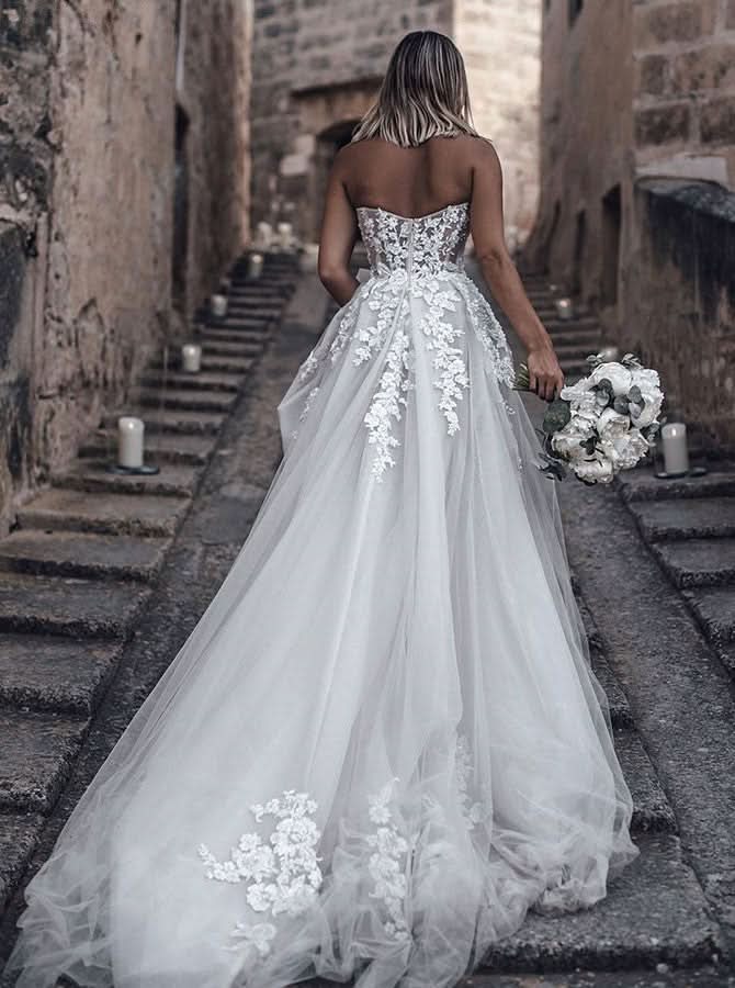 BMbride Elegant Princess A-Line Wedding Dresses with Lace BMbride