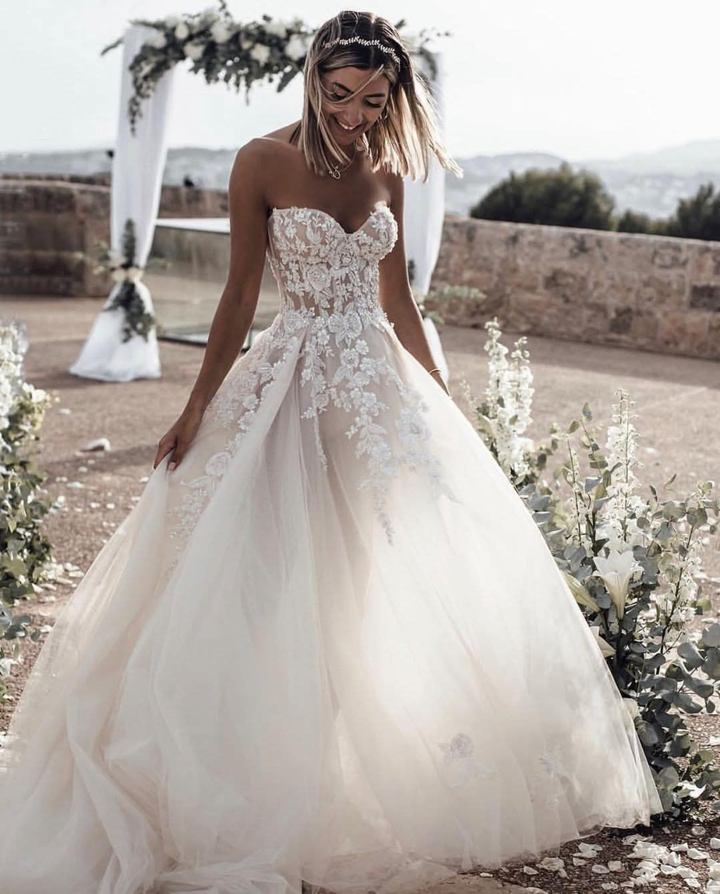 BMbride Elegant Princess A-Line Wedding Dresses with Lace BMbride