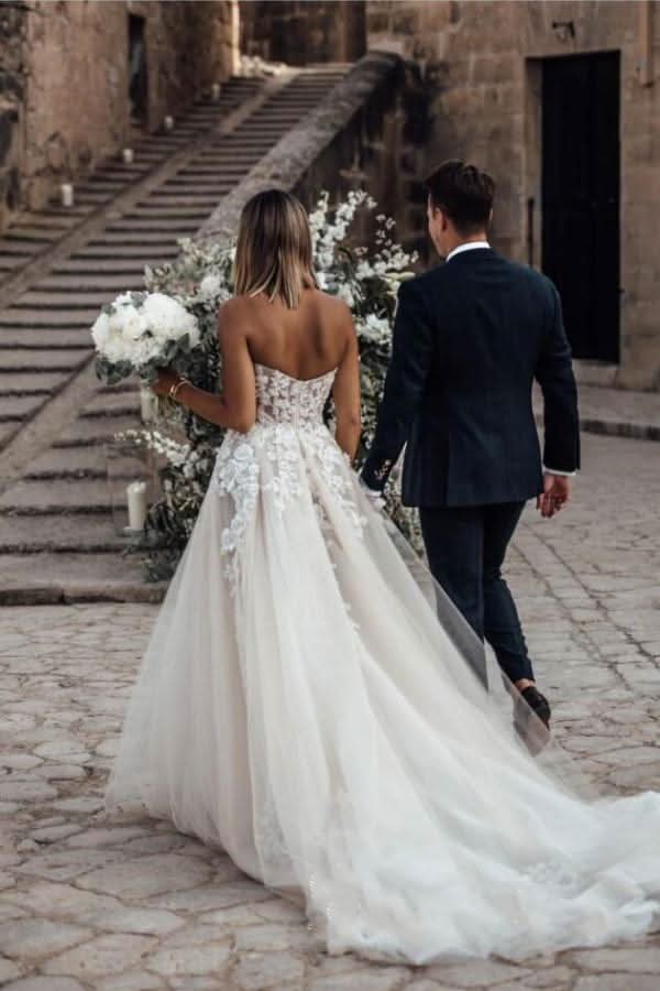 BMbride Elegant Princess A-Line Wedding Dresses with Lace BMbride