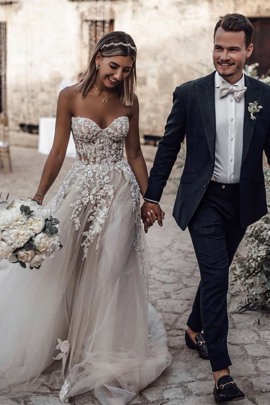 BMbride Elegant Princess A-Line Wedding Dresses with Lace BMbride