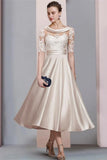 BMbride Elegant Simple Short Lace Wedding dresses with 3/4 sleeves BMbride