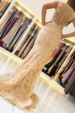 BMbride Elegant Sleeveless V-Neck Mermaid Evening Dress with Lace Appliques BMbride