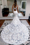 BMbride Elegant spaghettistraps sleeveless mermaid lace Wedding dresses BMbride