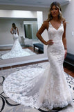BMbride Elegant spaghettistraps sleeveless mermaid lace Wedding dresses BMbride