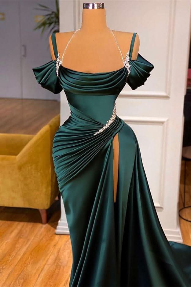 BMbride Elegant Stunning Off-the-Shoulder Mermaid Prom Dress Ruffles With Split BMbride
