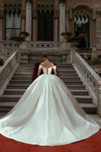 BMbride Elegant Sweetheart Off-the-shoulder Wedding Dresses Sweep Train BMbride