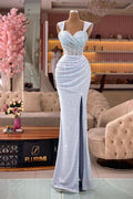 Enchanting Sweetheart Sequined Sleeveless Prom Dress With a Slit BM bride