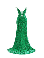 Eye-Catching Green Sheath Sequins Long Prom Dress with Slit BM bride