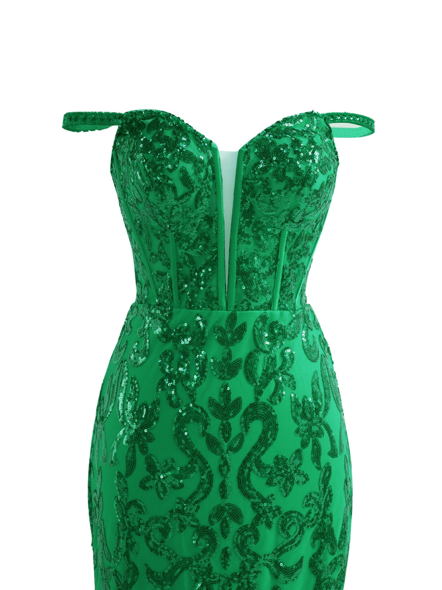 Eye-Catching Green Sheath Sequins Long Prom Dress with Slit BM bride