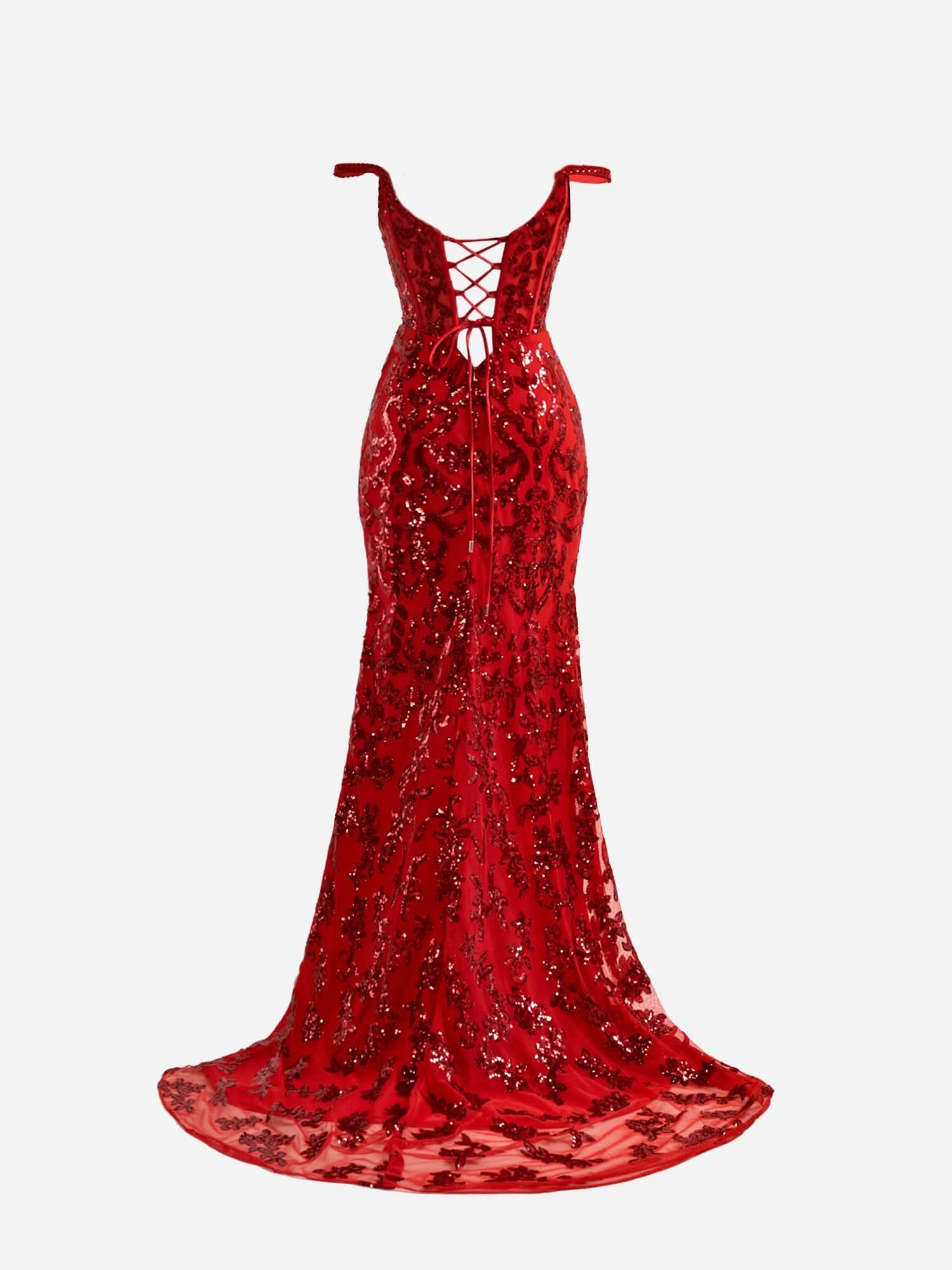 Daring Red Sheath Sequins Long Prom Dress with Slit BM bride